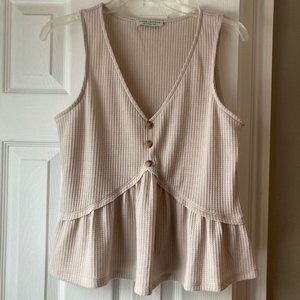 Dainty Sleeveless Peplum Shirt with Buttons